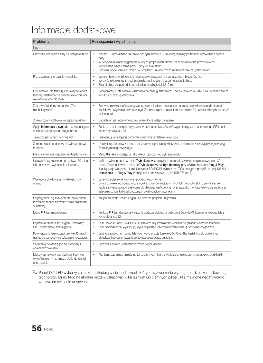 Samsung UE32C6600UWXXH manual Inne, Pasy, Wyświetlane będą czarne pasy u góry i u dołu ekranu, Instrukcji obsługi dekodera 