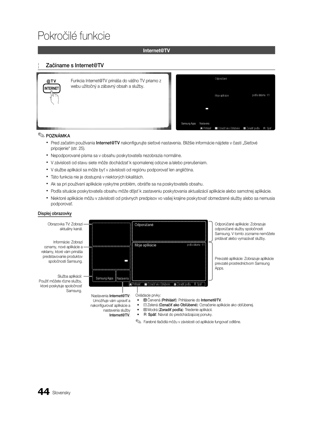 Samsung UE37C6600UWXXH, UE32C6600UWXXH manual Začíname s Internet@TV, @ TV Funkcia Internet@TV prináša do vášho TV priamo z 