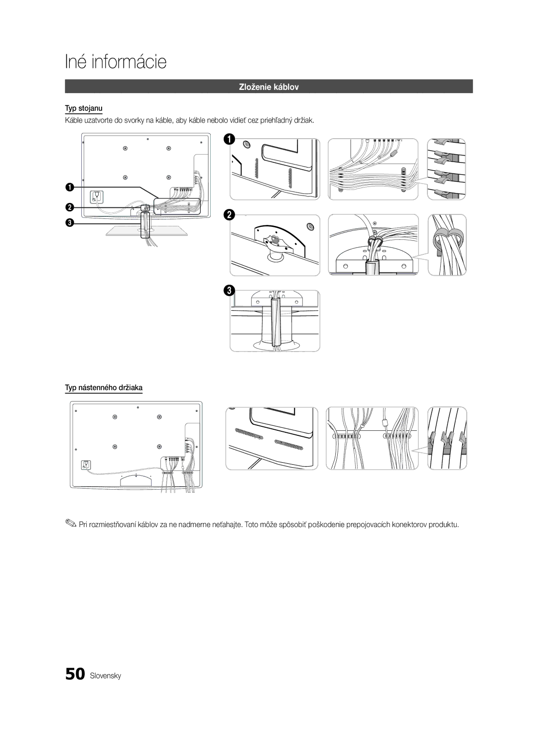 Samsung UE37C6620UWXXH, UE32C6600UWXXH, UE40C6600UWXXH, UE46C6600UWXXH, UE37C6600UWXXH, UE32C6620UWXXH manual Zloženie káblov 