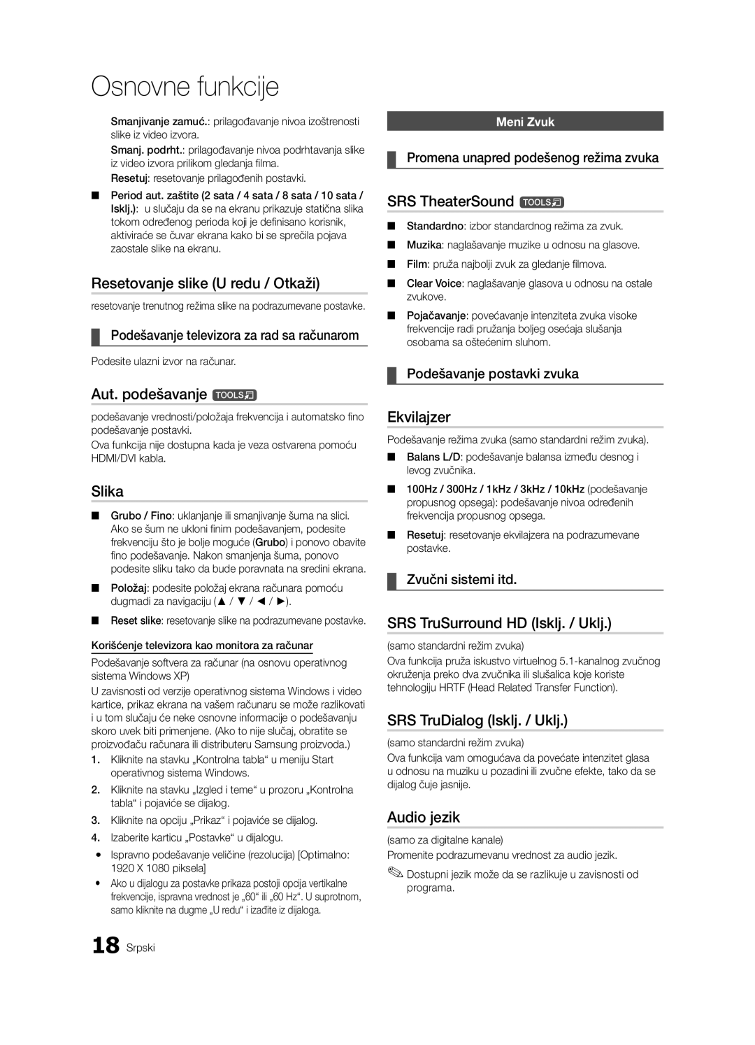 Samsung UE37C6620UWXXH, UE32C6600UWXXH manual Resetovanje slike U redu / Otkaži, Aut. podešavanje t, Slika, Ekvilajzer 