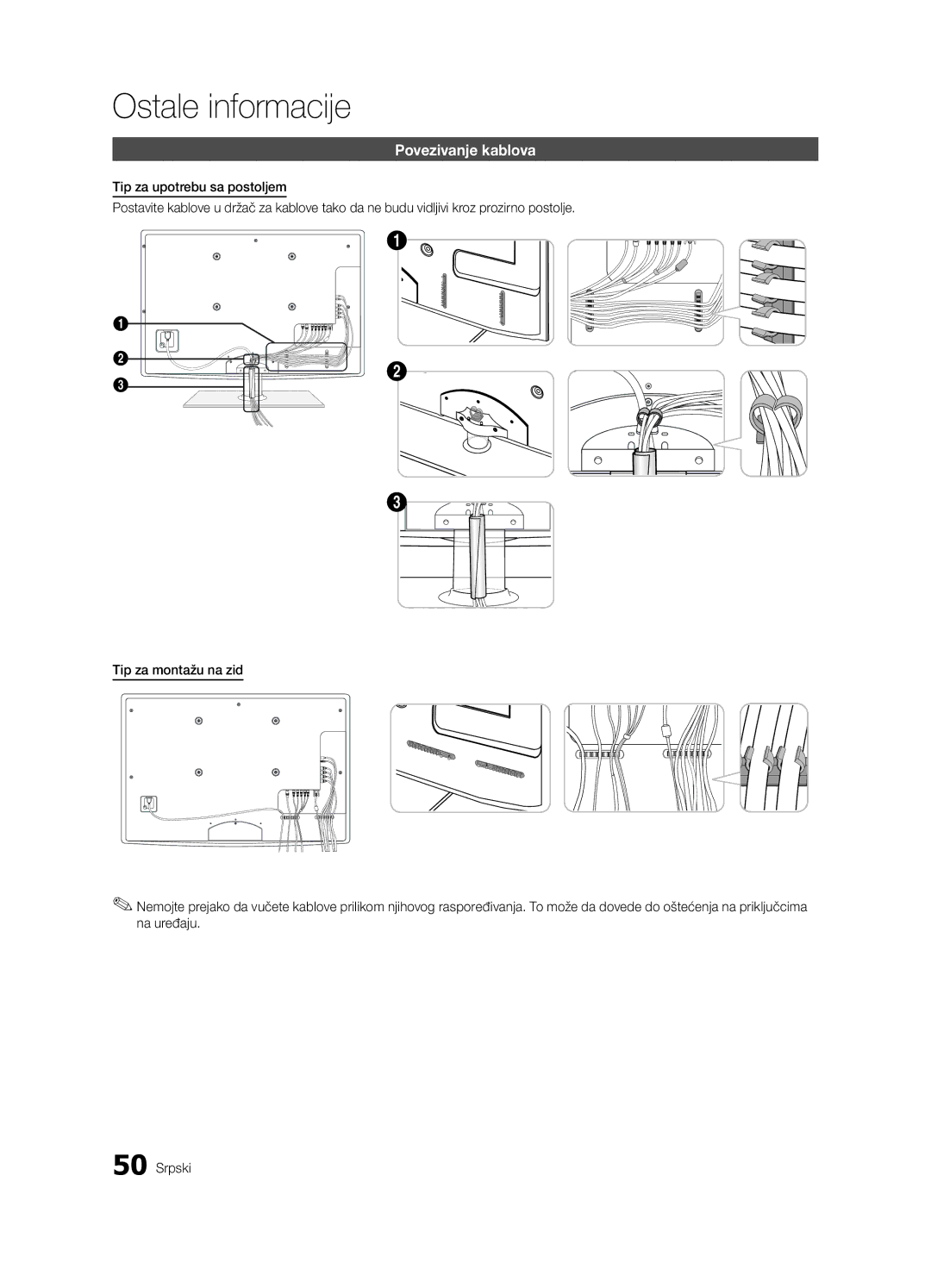 Samsung UE37C6620UWXXH, UE32C6600UWXXH, UE40C6600UWXXH, UE46C6600UWXXH, UE37C6600UWXXH, UE32C6620UWXXH Povezivanje kablova 