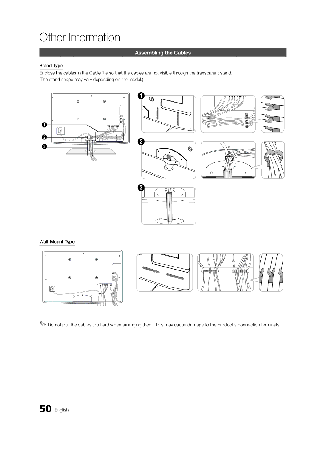 Samsung UE32C6620UKXXU, UE46C6620UKXXU manual Assembling the Cables 