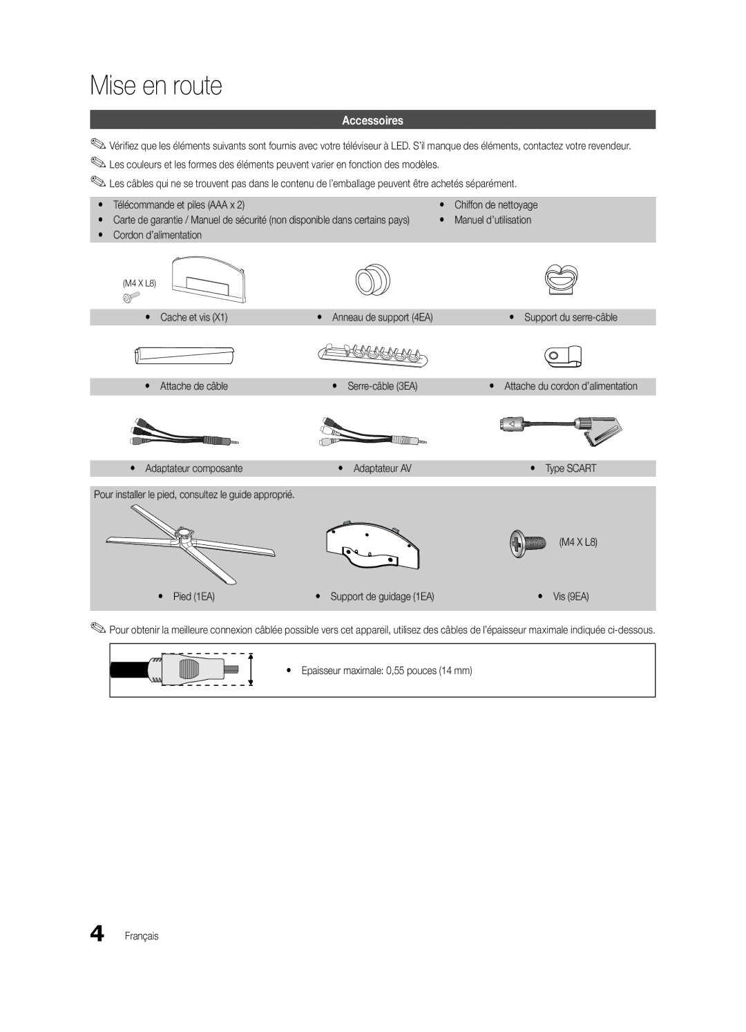 Samsung UE32C6880USXZG, UE40C6880USXZG manual Mise en route, Accessoires 