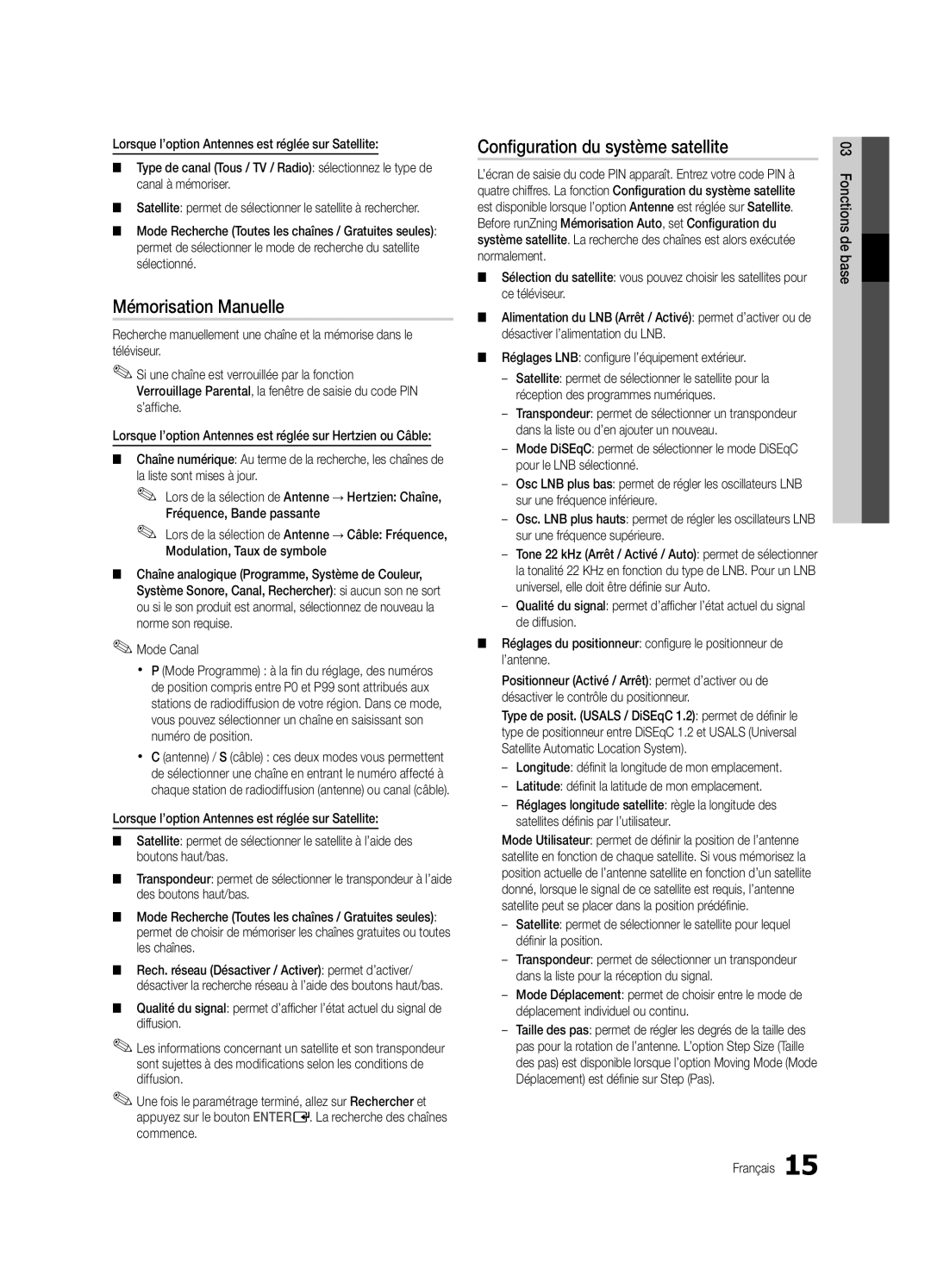 Samsung UE40C6880USXZG, UE32C6880USXZG manual Mémorisation Manuelle, Configuration du système satellite, Mode Canal 