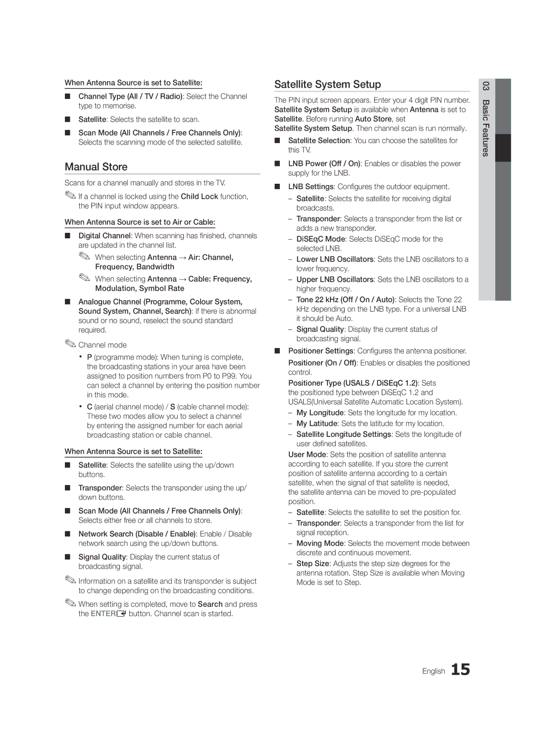 Samsung UE40C6880USXZG, UE32C6880USXZG manual Manual Store, Satellite System Setup 