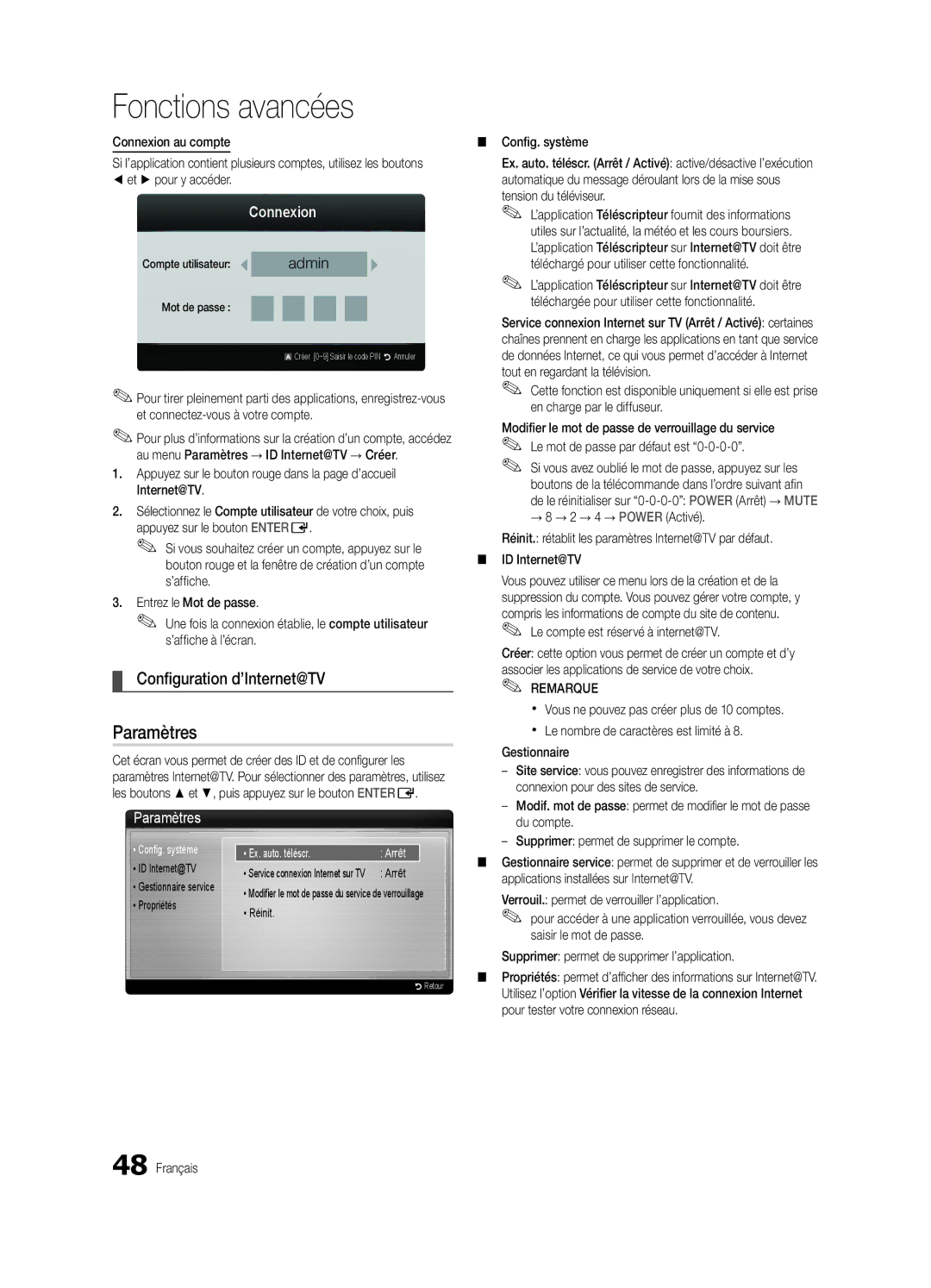 Samsung UE32C6880USXZG, UE40C6880USXZG manual Configuration d’Internet@TV, Connexion 