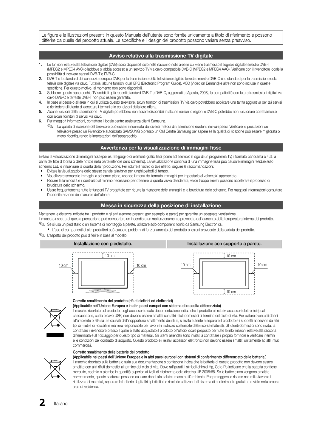 Samsung UE32C6880USXZG, UE40C6880USXZG manual Messa in sicurezza della posizione di installazione, Italiano 