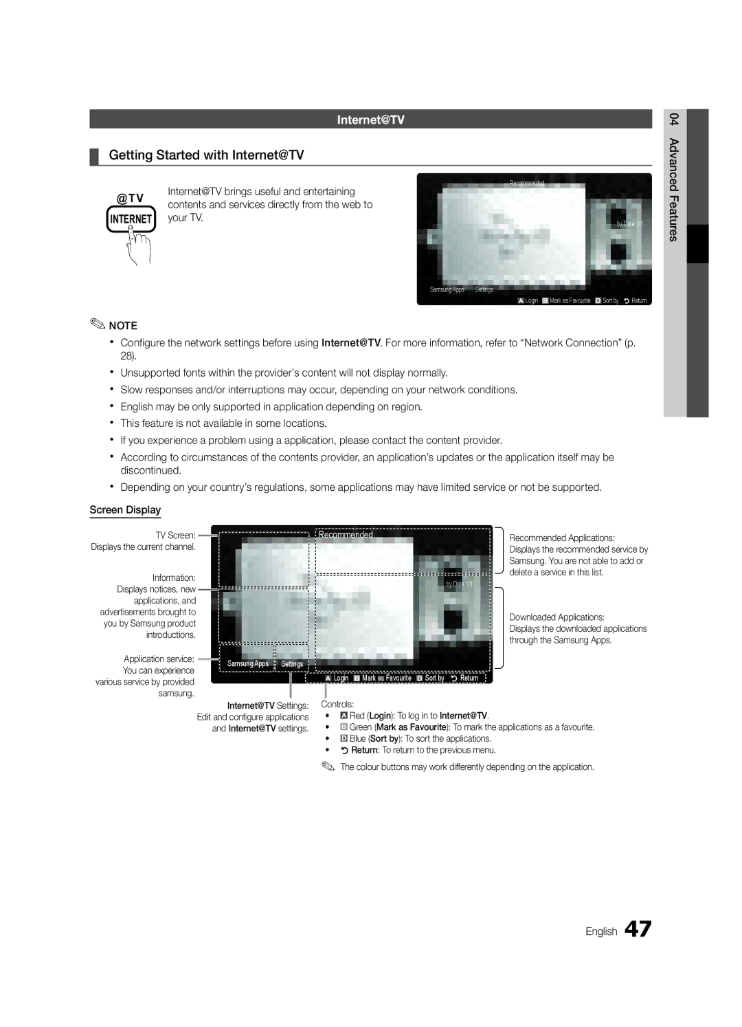 Samsung UE40C6880USXZG, UE32C6880USXZG manual Getting Started with Internet@TV 