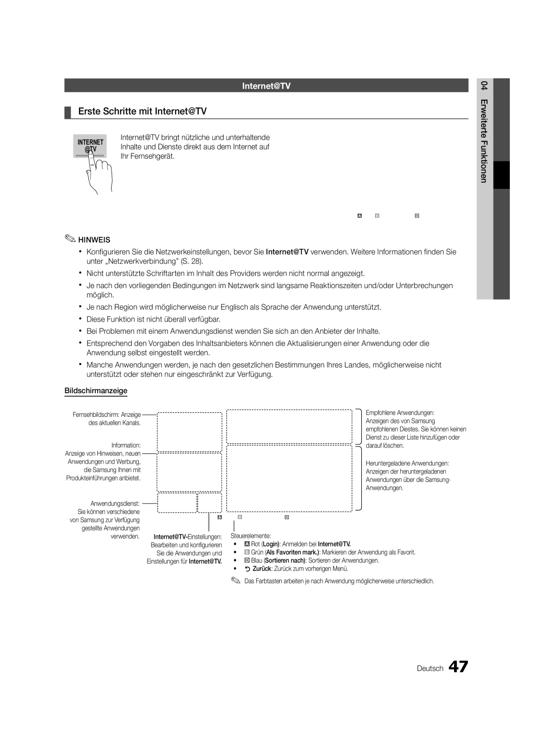 Samsung UE32C8790XSXZG Erste Schritte mit Internet@TV, Internet@TV bringt nützliche und unterhaltende, Ihr Fernsehgerät 