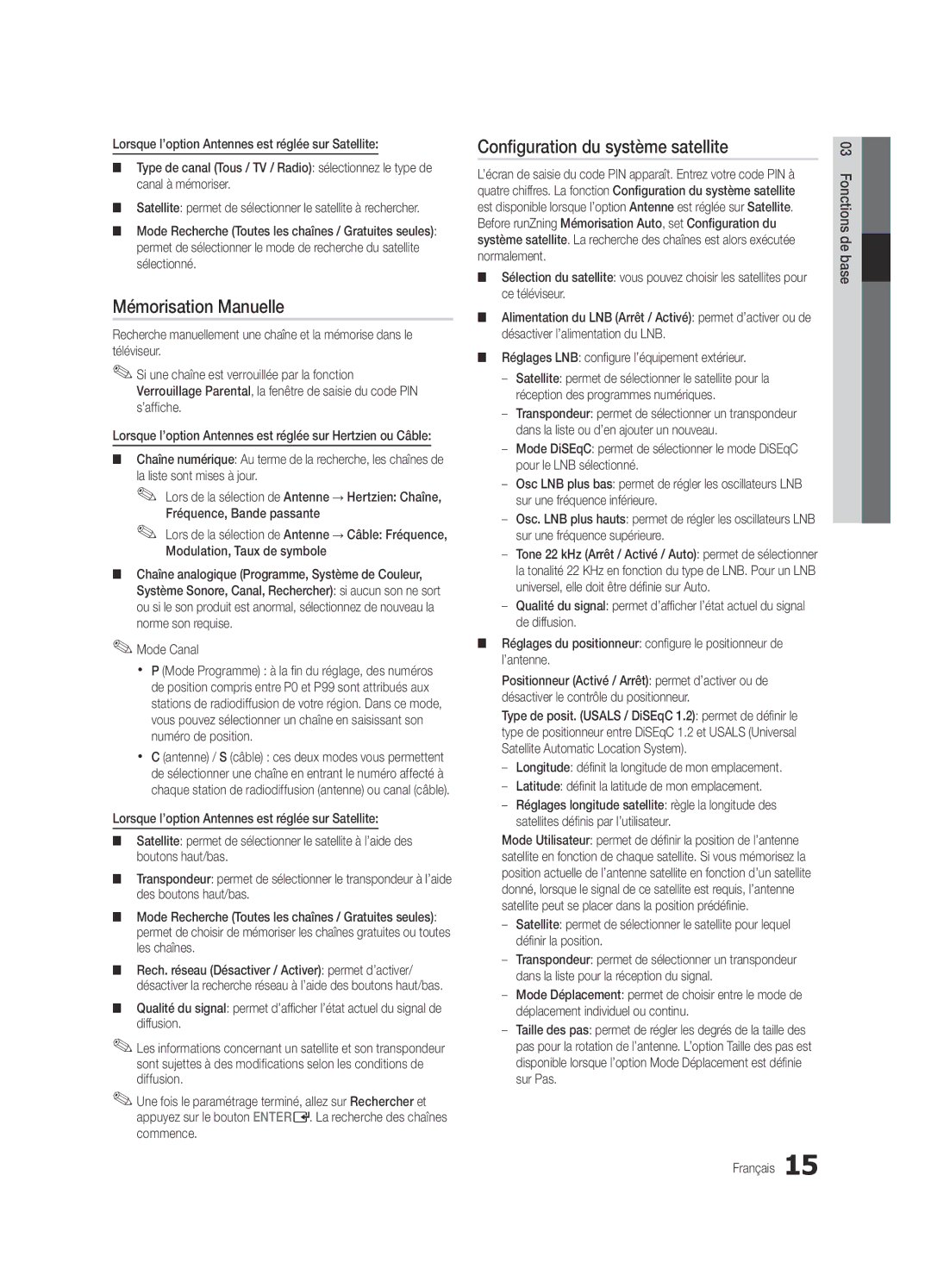 Samsung UE32C8790XSXZG, UE32C8700XSXXN manual Mémorisation Manuelle, Configuration du système satellite, Mode Canal 