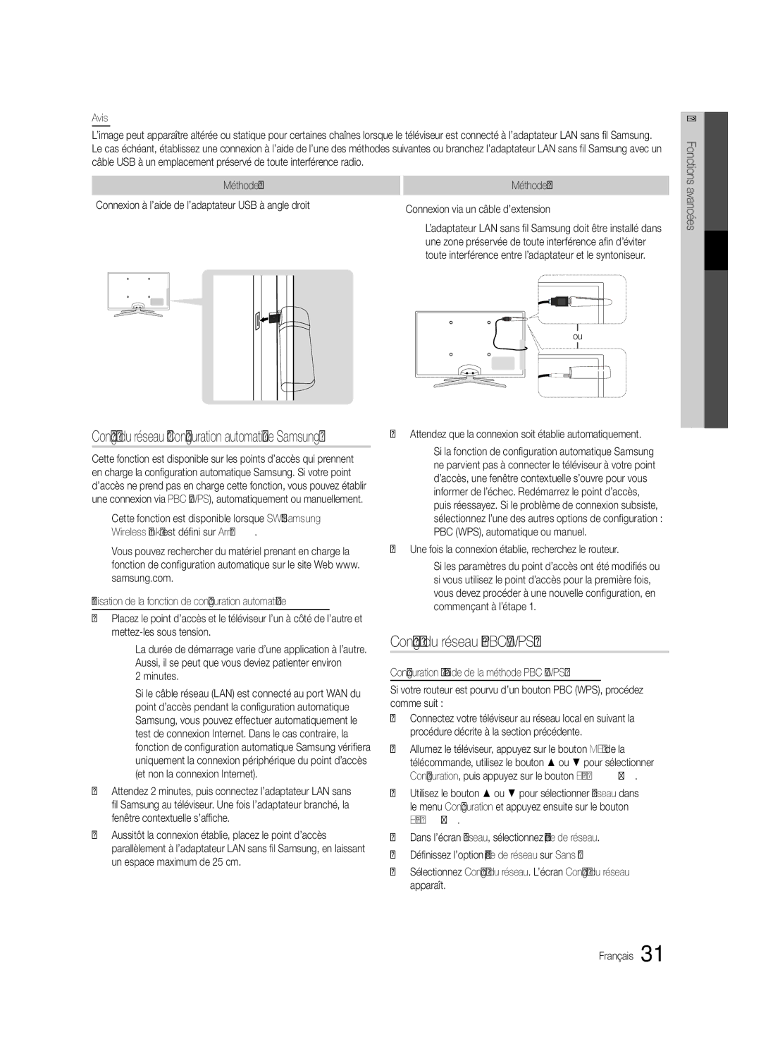 Samsung UE32C8780XSXZG, UE32C8700XSXXN, UE32C8790XSXZG manual Config. du réseau Pbcwps 