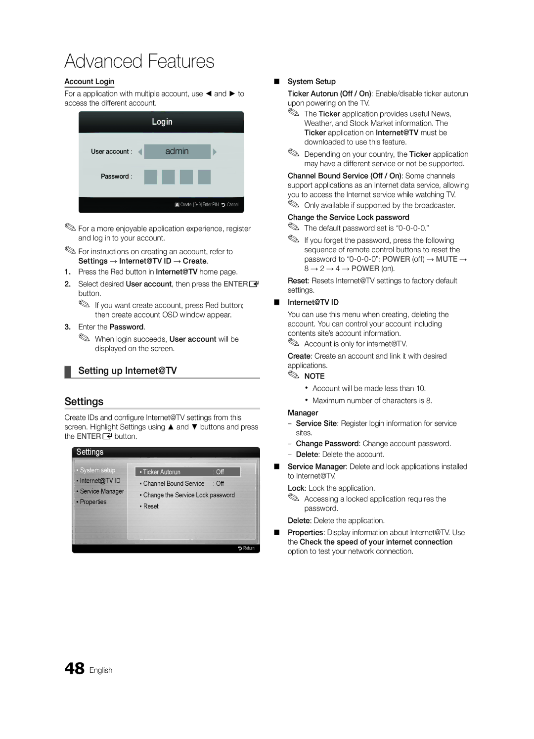 Samsung UE32C8700XSXXN, UE32C8790XSXZG, UE32C8780XSXZG manual Setting up Internet@TV, Login, Manager, Sites 