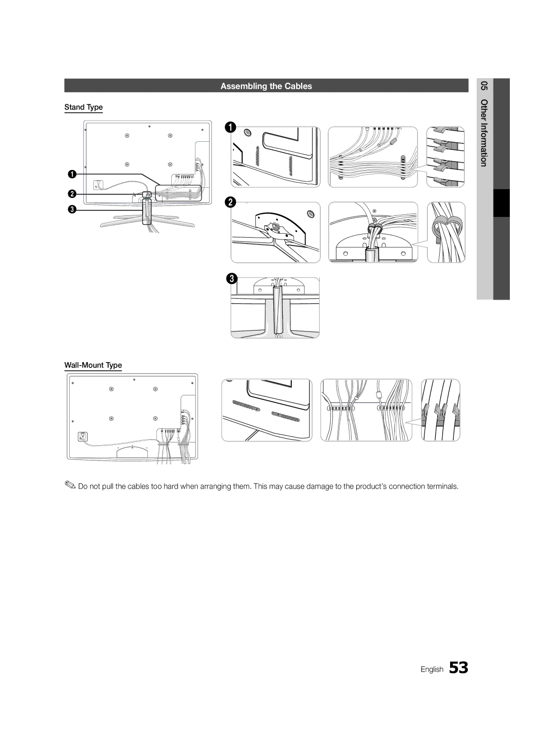 Samsung UE32C8780XSXZG, UE32C8700XSXXN, UE32C8790XSXZG manual Assembling the Cables 