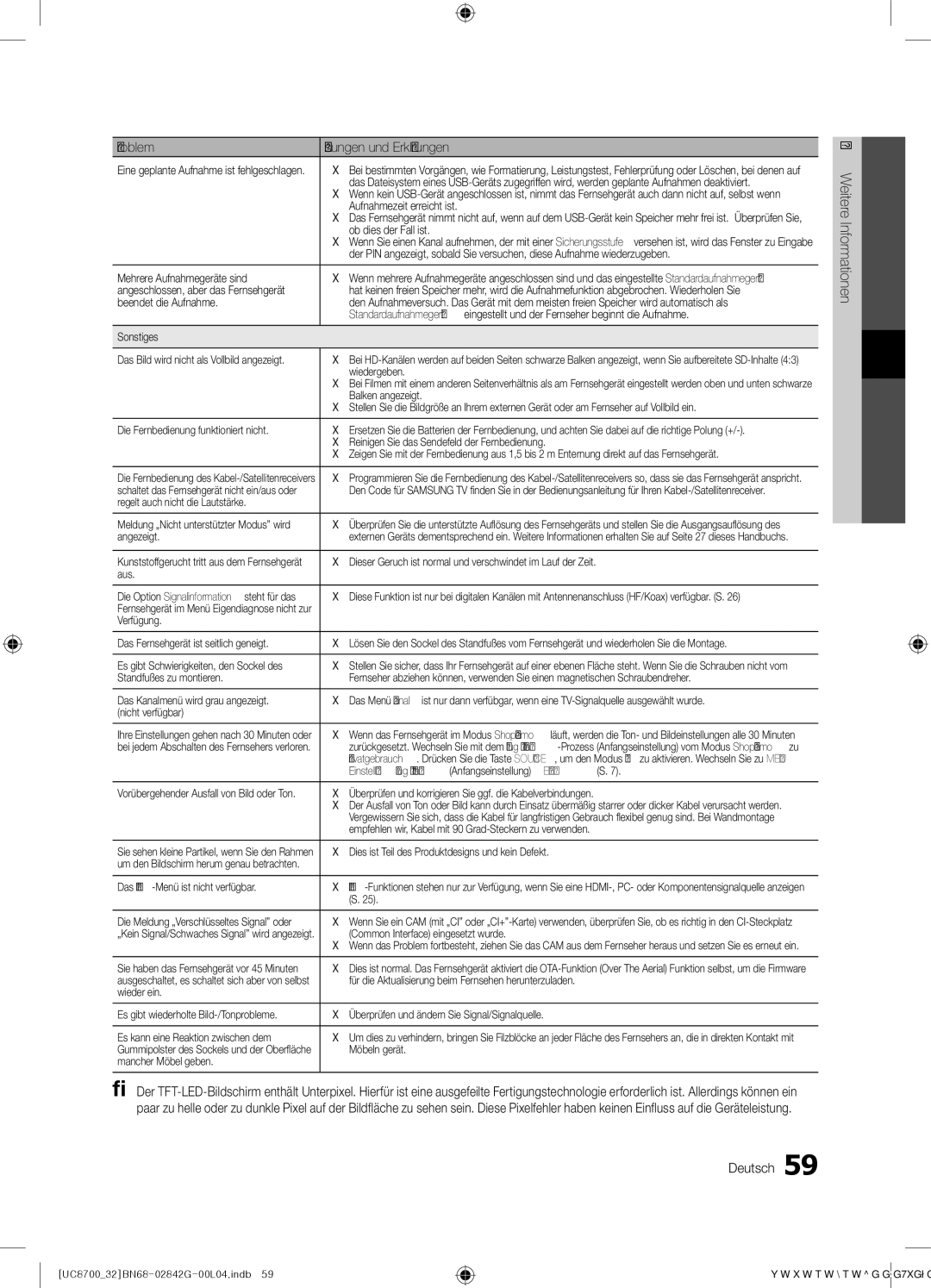 Samsung UE32C8700XSXXN, UE65C8700XSXZF, UE32C8700XSXZF manual Deutsch Weitere Informationen 