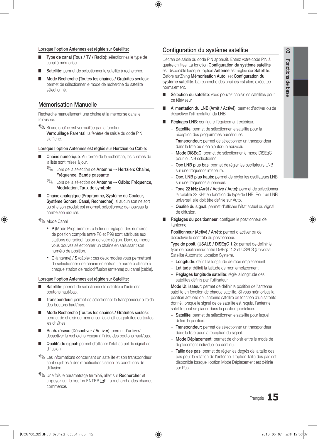 Samsung UE32C8700XSXZF, UE32C8700XSXXN manual Mémorisation Manuelle, Configuration du système satellite, Mode Canal 