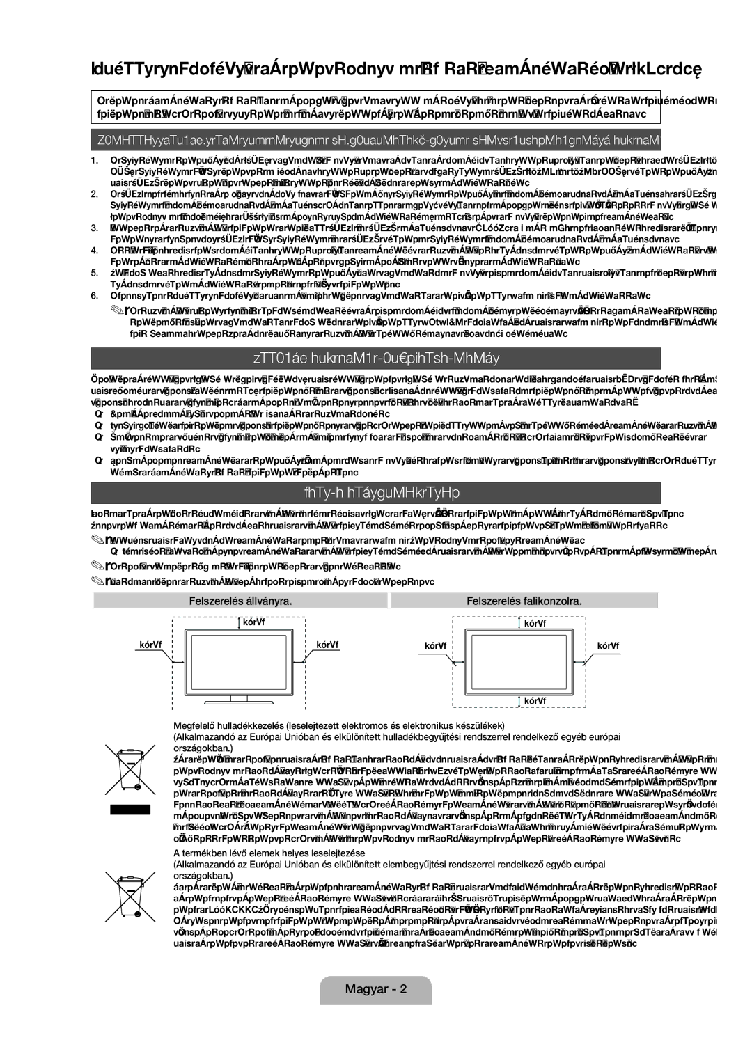 Samsung UE32D4020NWXXH, UE32D4000NWXXC Állóképre vonatkozó figyelmeztetés, Felszerelési távolság, Felszerelés állványra 