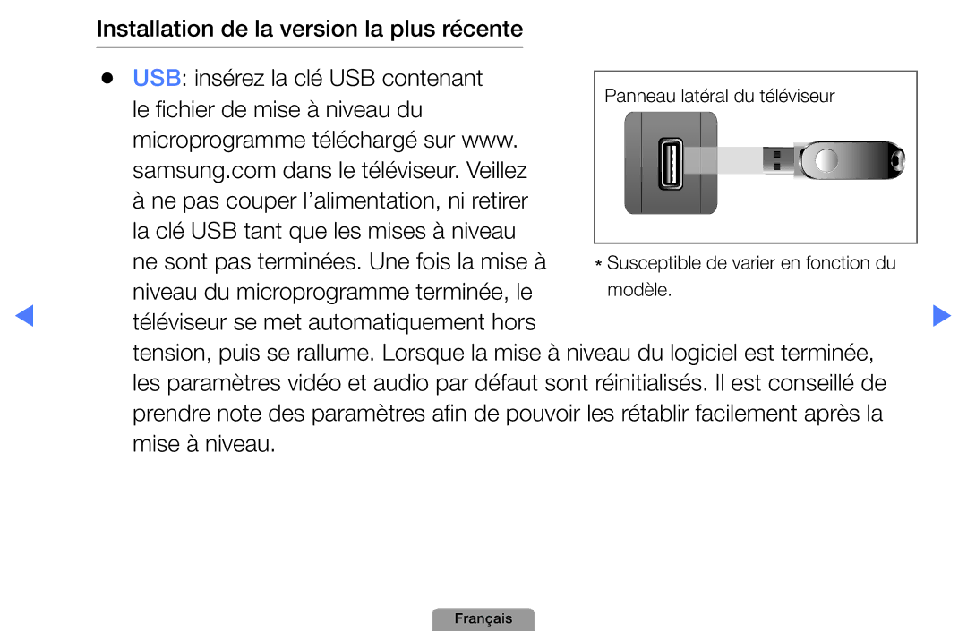 Samsung UE32D4000NWXZF, UE19D4000NWXZF, UE27D5010NWXXC, UE27D5000NWXZF, UE22D5000NHXXC Niveau du microprogramme terminée, le 