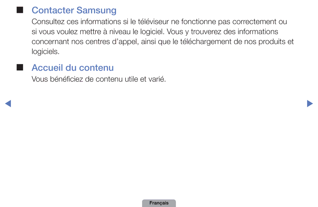 Samsung UE27D5000NWXZF, UE32D4000NWXZF Contacter Samsung, Accueil du contenu, Vous bénéficiez de contenu utile et varié 