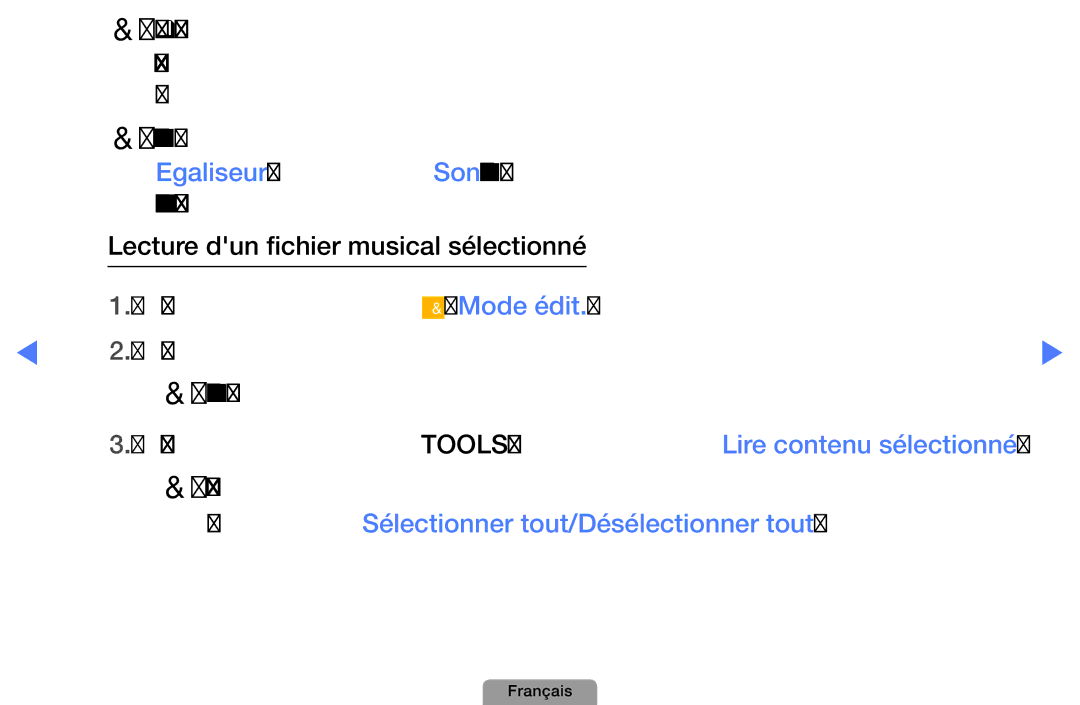 Samsung UE37D5000PWXZF, UE32D4000NWXZF, UE19D4000NWXZF manual Mode édit, Appuyant sur Sélectionner tout/Désélectionner tout 