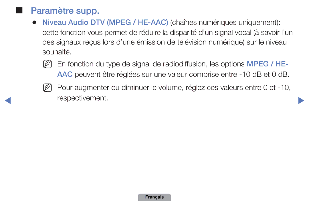 Samsung UE27D5000NHXXC, UE32D4000NWXZF, UE19D4000NWXZF, UE27D5010NWXXC manual Paramètre supp, Souhaité, Respectivement 