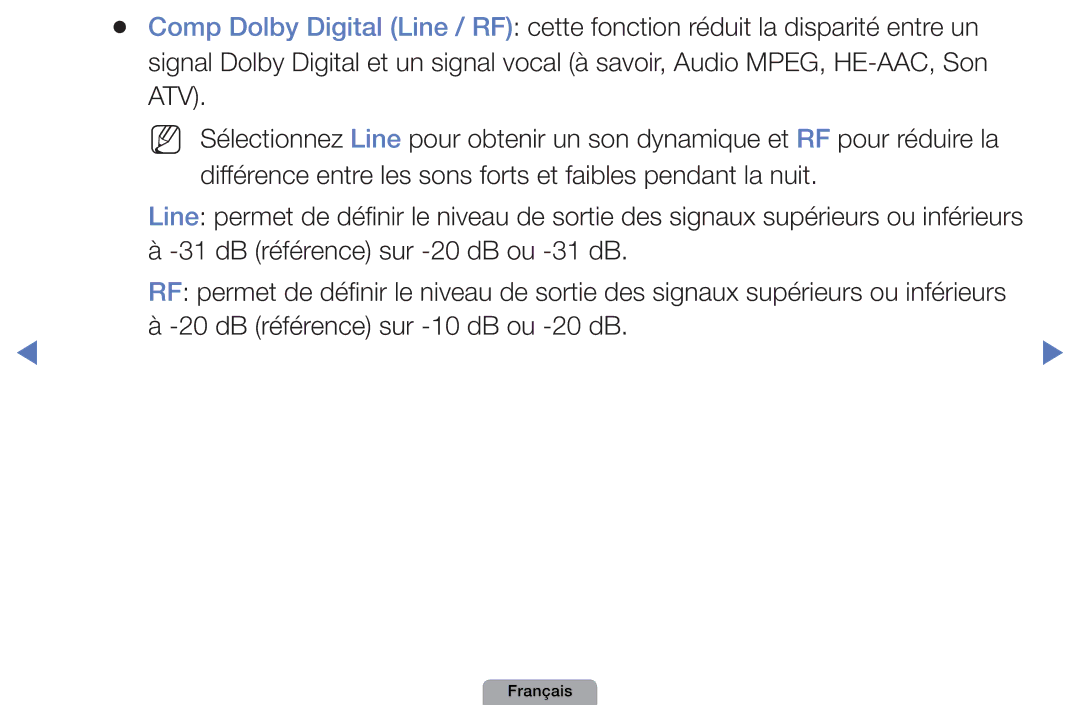 Samsung UE22D5000NWXXC, UE32D4000NWXZF, UE19D4000NWXZF DB référence sur -20 dB ou -31 dB, DB référence sur -10 dB ou -20 dB 