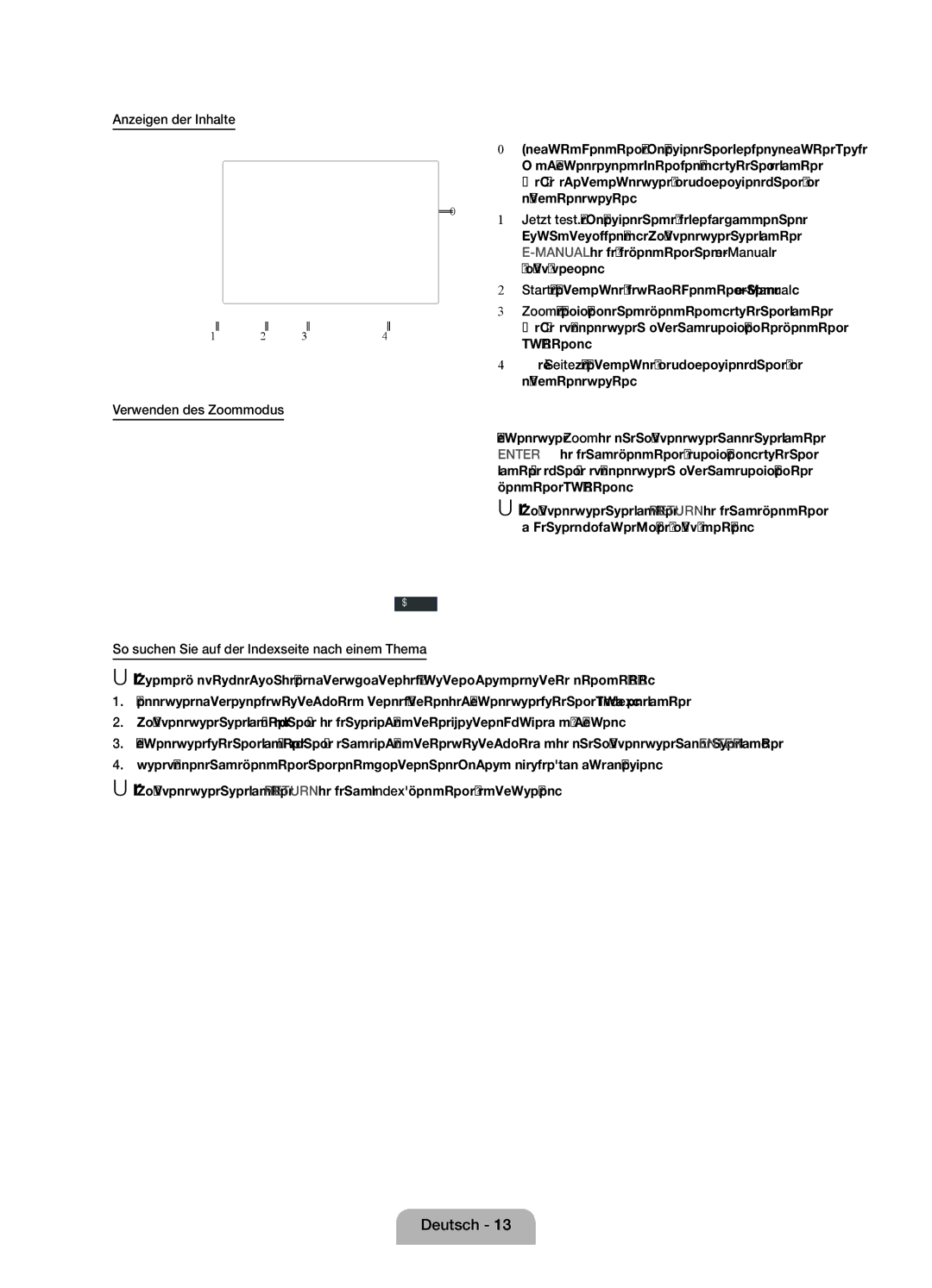 Samsung UE32D4010NWXZF, UE32D4000NWXZF, UE32D4010NWXXC, UE32D4000NWXXC manual Anzeigen der Inhalte, Verwenden des Zoommodus 