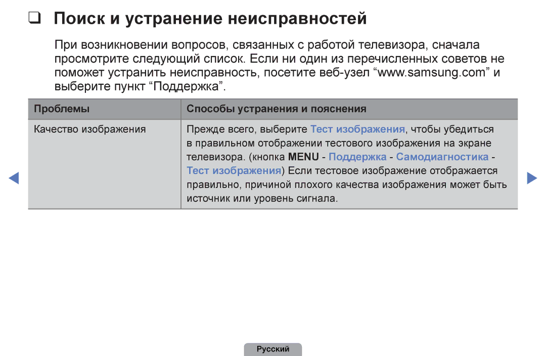 Samsung UE32D4003BWXBT, UE26D4003BWXBT manual Поиск и устранение неисправностей, Проблемы Способы устранения и пояснения 