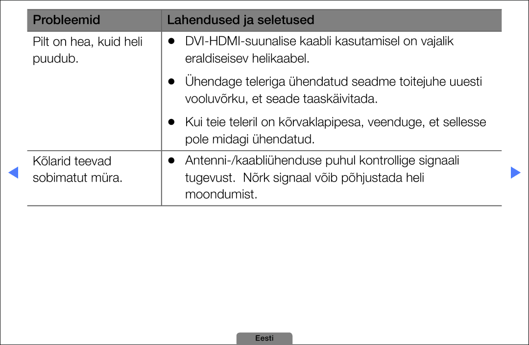 Samsung UE40D5003BWXBT, UE32D4003BWXBT, UE26D4003BWXBT manual Kui teie teleril on kõrvaklapipesa, veenduge, et sellesse 