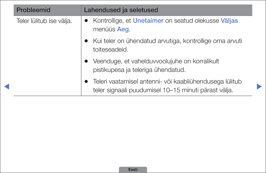 Samsung UE26D4003BWXBT, UE32D4003BWXBT, UE40D5003BWXBT manual Eesti 