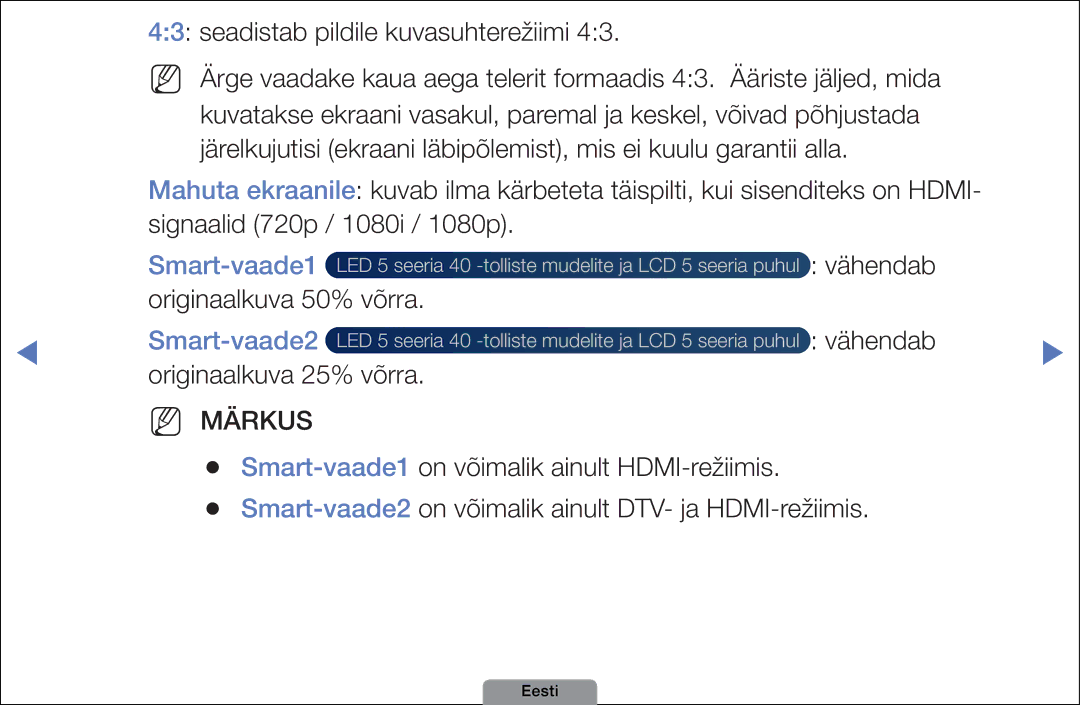 Samsung UE32D4003BWXBT, UE26D4003BWXBT, UE40D5003BWXBT manual Smart-vaade1, Smart-vaade2 