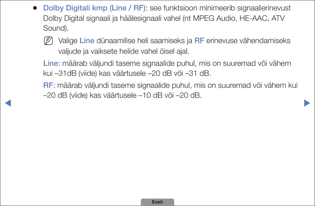 Samsung UE26D4003BWXBT, UE32D4003BWXBT, UE40D5003BWXBT manual Valjude ja vaiksete helide vahel öisel ajal 