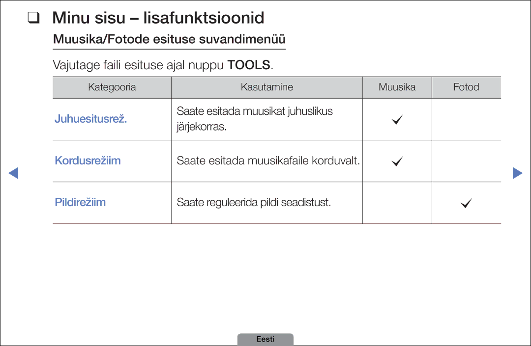 Samsung UE26D4003BWXBT, UE32D4003BWXBT, UE40D5003BWXBT manual Minu sisu lisafunktsioonid 