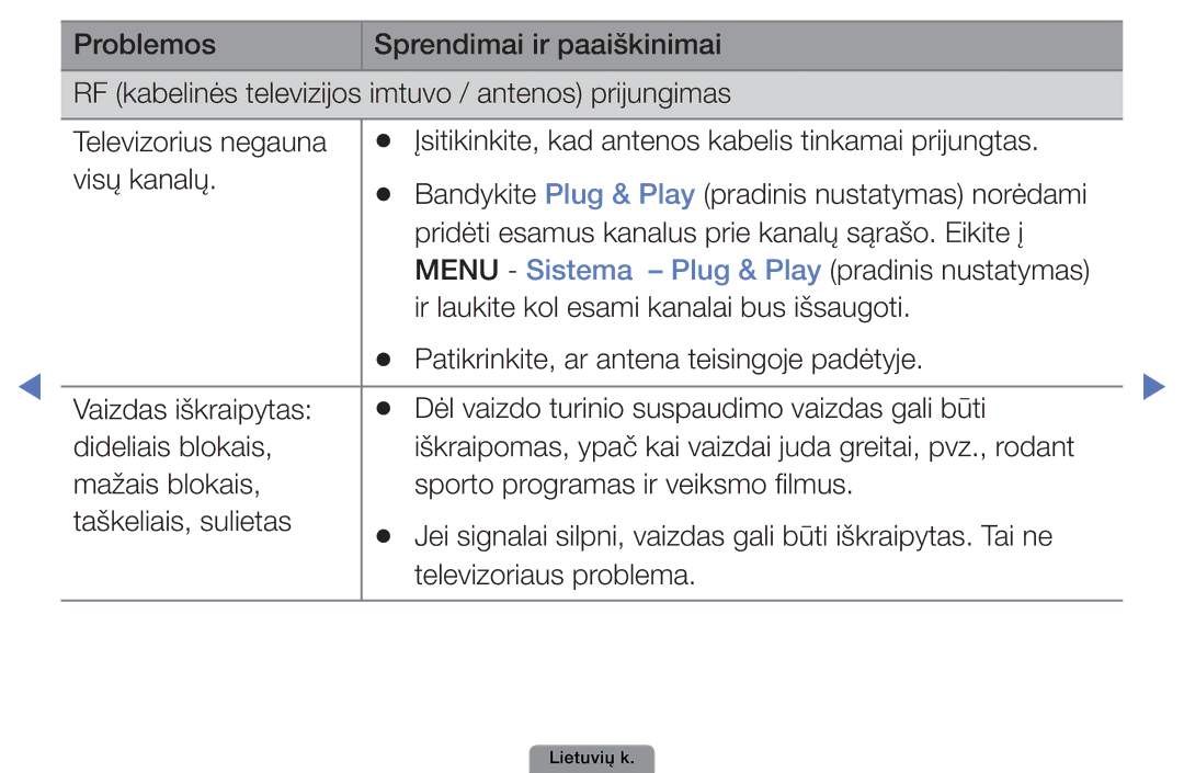 Samsung UE32D4003BWXBT, UE26D4003BWXBT, UE40D5003BWXBT manual Lietuvių k 