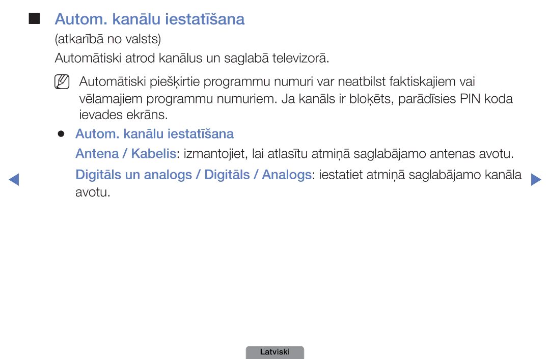 Samsung UE32D4003BWXBT, UE26D4003BWXBT, UE40D5003BWXBT manual Autom. kanālu iestatīšana, Ievades ekrāns, Avotu 