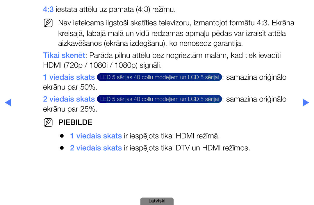 Samsung UE32D4003BWXBT, UE26D4003BWXBT, UE40D5003BWXBT manual Iestata attēlu uz pamata 43 režīmu, Viedais skats 