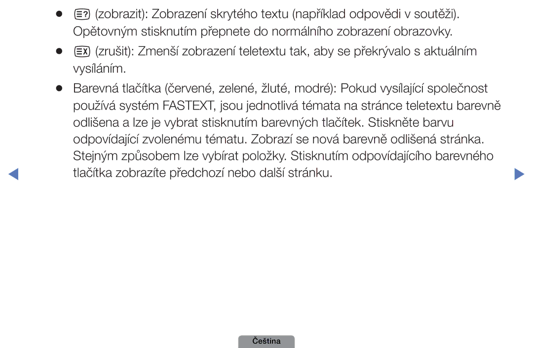 Samsung UE32D4003BWXBT, UE32D4003BWXXC, UE32D4003BWXZF, UE32D4003BWXXU manual Tlačítka zobrazíte předchozí nebo další stránku 