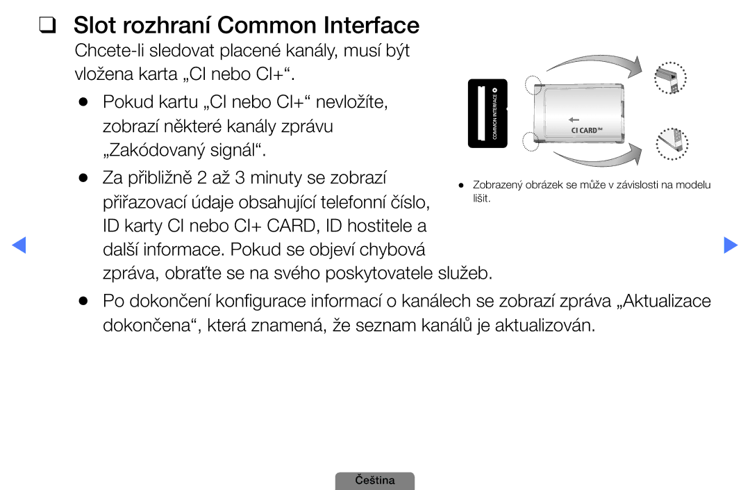 Samsung UE26D4003BWXBT, UE32D4003BWXXC manual Slot rozhraní Common Interface, Přiřazovací údaje obsahující telefonní číslo 