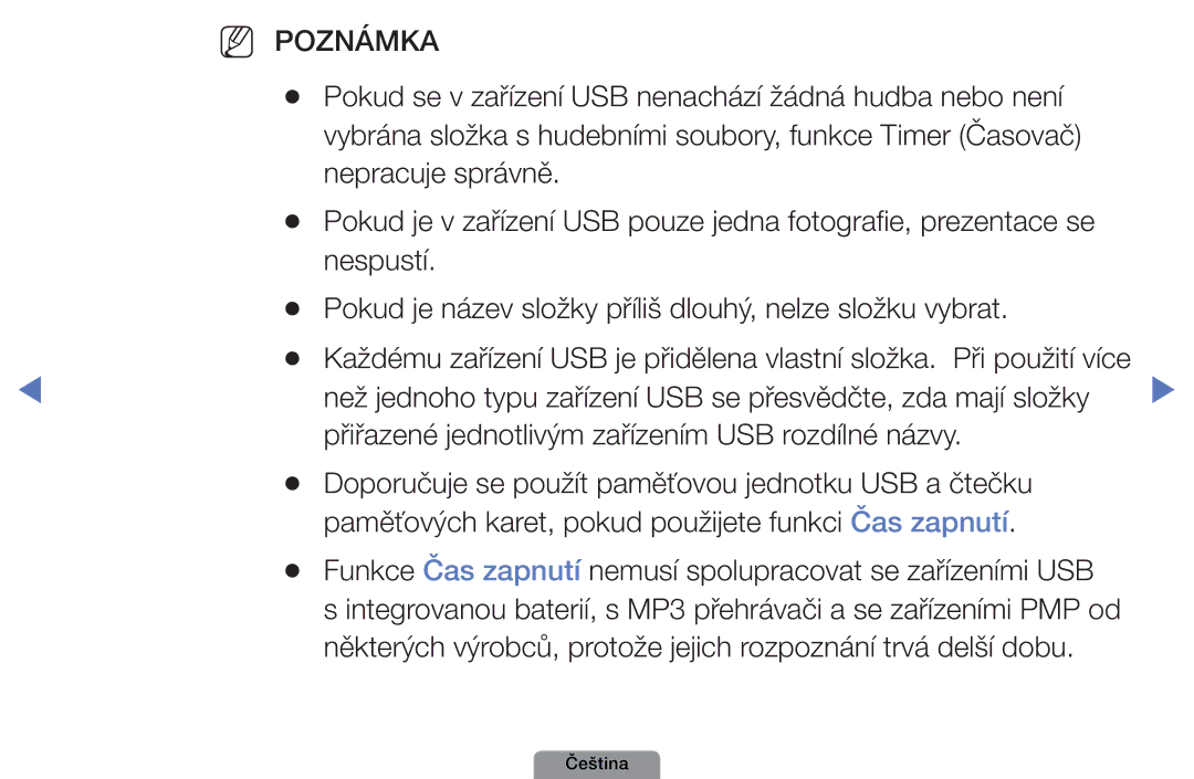 Samsung UE22D5003BWXBT, UE32D4003BWXXC, UE32D4003BWXZF manual Některých výrobců, protože jejich rozpoznání trvá delší dobu 