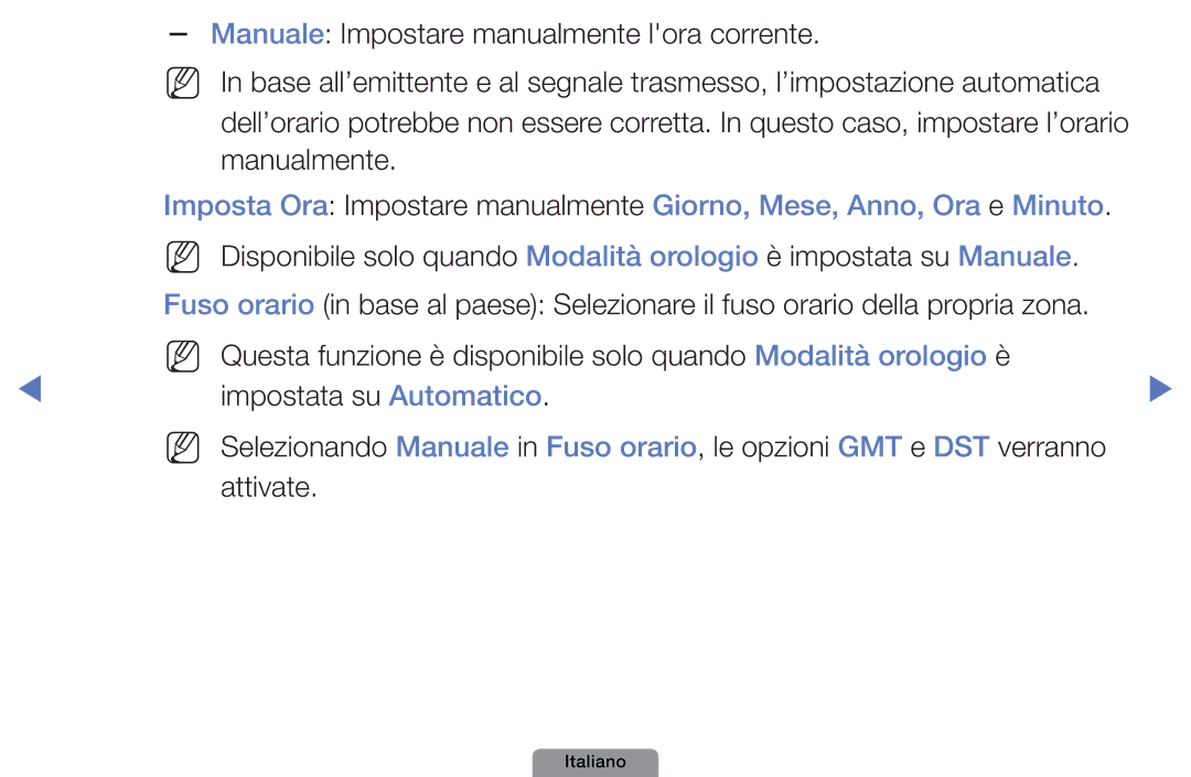 Samsung UE22D5003BWXZT, UE32D4003BWXXH, UE32D4003BWXZG Manuale Impostare manualmente lora corrente, Manualmente 