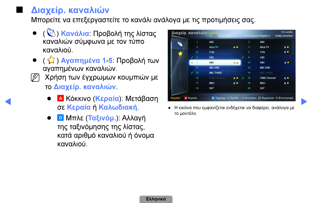 Samsung UE22D5003BWXXH, UE32D4003BWXXH, UE40D5003BWXXH, UE26D4003BWXXH manual Το Διαχείρ. καναλιών, Σε Κεραία ή Καλωδιακή 