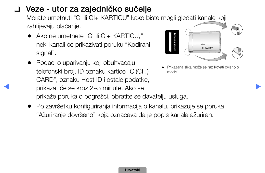 Samsung UE26D4003BWXXH, UE32D4003BWXXH, UE40D5003BWXXH, UE22D5003BWXXH manual Veze utor za zajedničko sučelje 