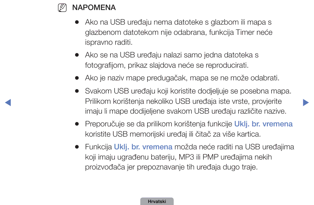 Samsung UE26D4003BWXXH, UE32D4003BWXXH, UE40D5003BWXXH manual Svakom USB uređaju koji koristite dodjeljuje se posebna mapa 