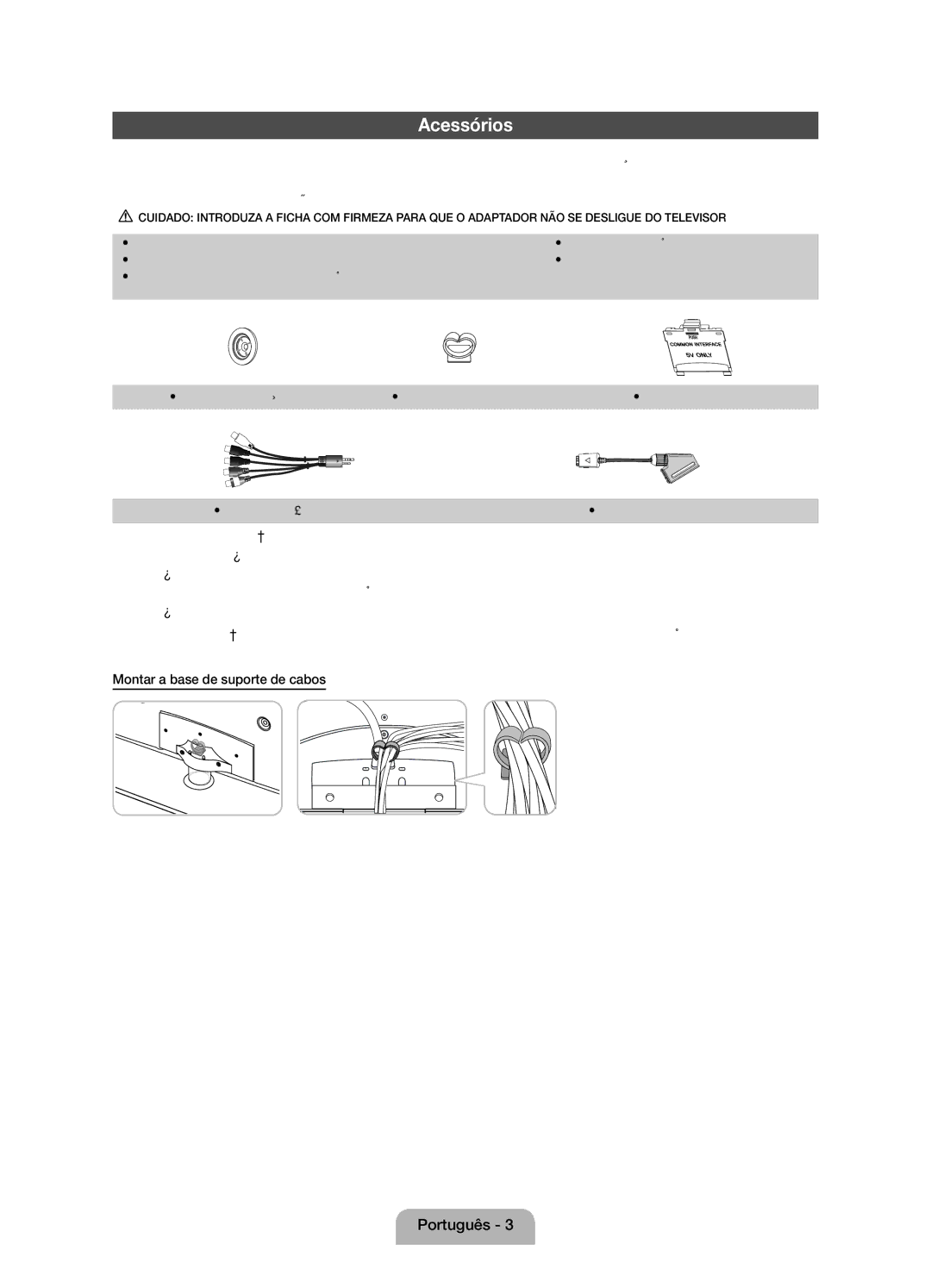 Samsung UE32D4020NWXXC, UE32D4010NWXXC, UE32D4000NWXXC, UE32D4020NWXXH manual Acessórios 