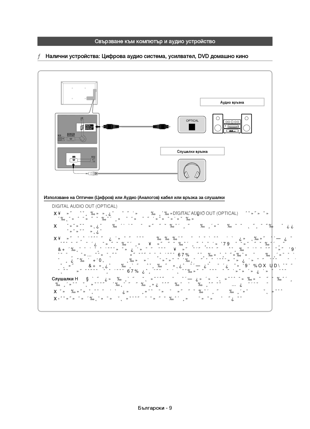 Samsung UE19D4000NWXXH, UE32D4020NWXXH manual Свързване към компютър и аудио устройство, Аудио връзка, Слушалки връзка 