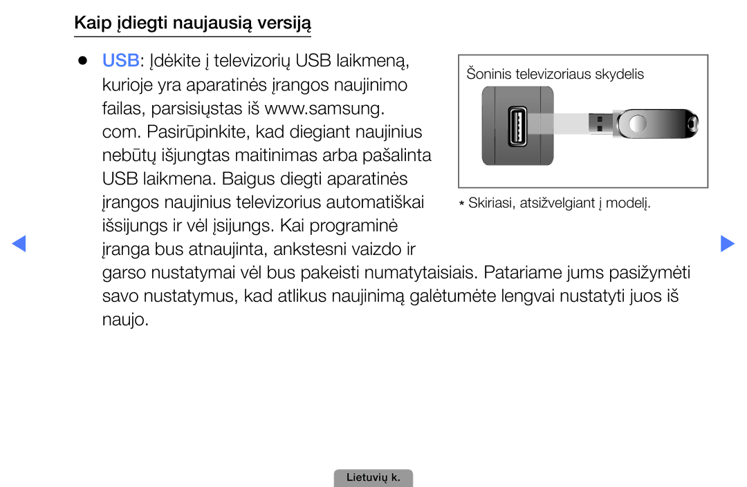 Samsung UE19D4000NWXBT, UE32D5000PWXBT, UE22D5010NWXBT, UE37D5000PWXBT, UE27D5000NWXBT manual Šoninis televizoriaus skydelis 