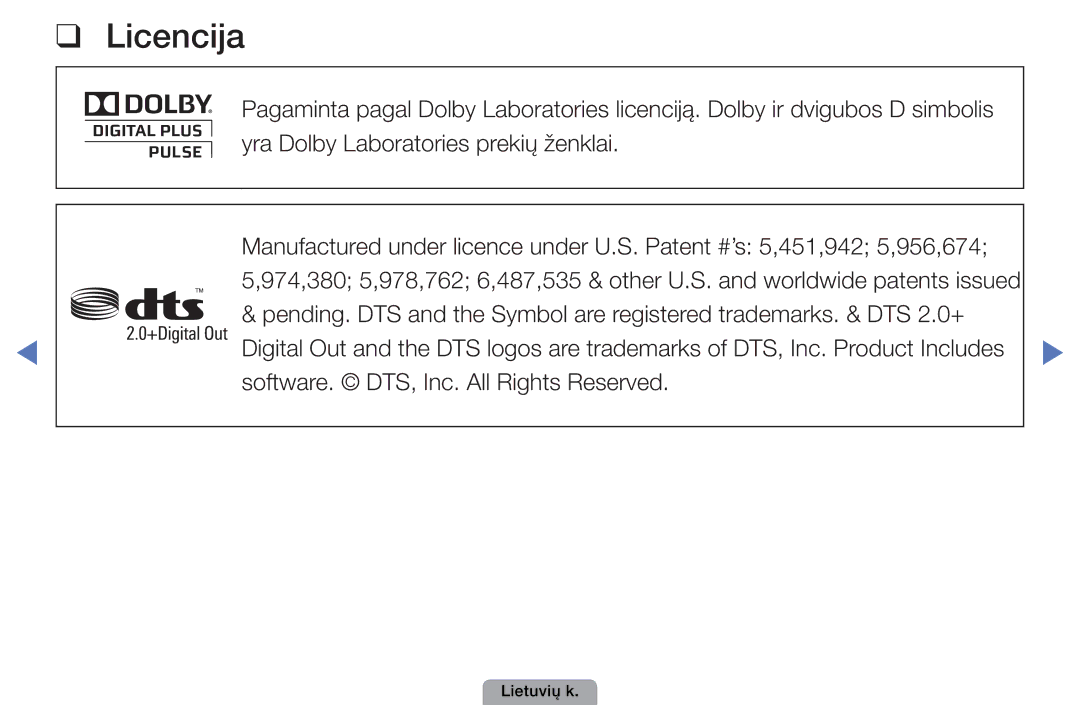 Samsung UE32D4010NWXBT, UE32D5000PWXBT, UE22D5010NWXBT, UE37D5000PWXBT, UE27D5000NWXBT, UE19D4000NWXBT manual Licencija 