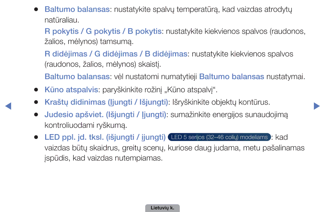 Samsung UE22D5010NWXBT, UE32D5000PWXBT, UE37D5000PWXBT, UE27D5000NWXBT manual LED ppl. jd. tksl. išjungti / įjungti, Kad 