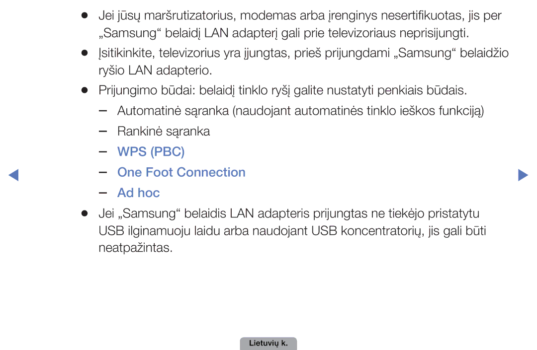 Samsung UE37D5000PWXBT, UE32D5000PWXBT, UE22D5010NWXBT, UE27D5000NWXBT, UE19D4000NWXBT Wps Pbc, One Foot Connection Ad hoc 