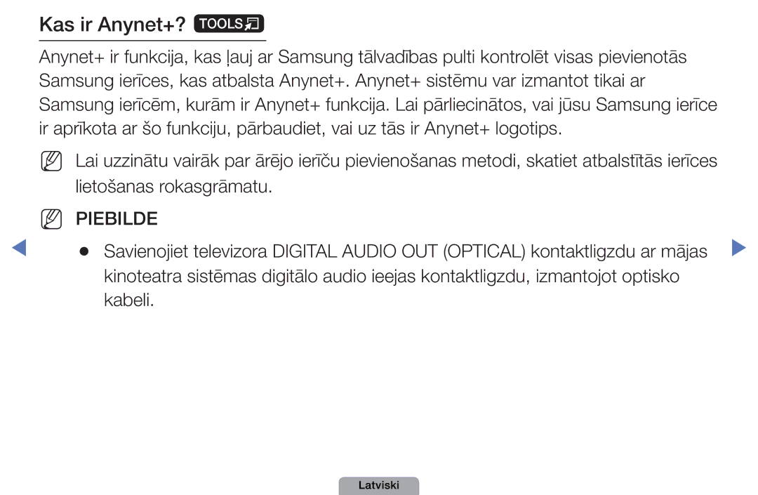 Samsung UE32D4000NWXBT, UE32D5000PWXBT, UE22D5010NWXBT, UE37D5000PWXBT, UE27D5000NWXBT manual Kas ir Anynet+? t, Kabeli 