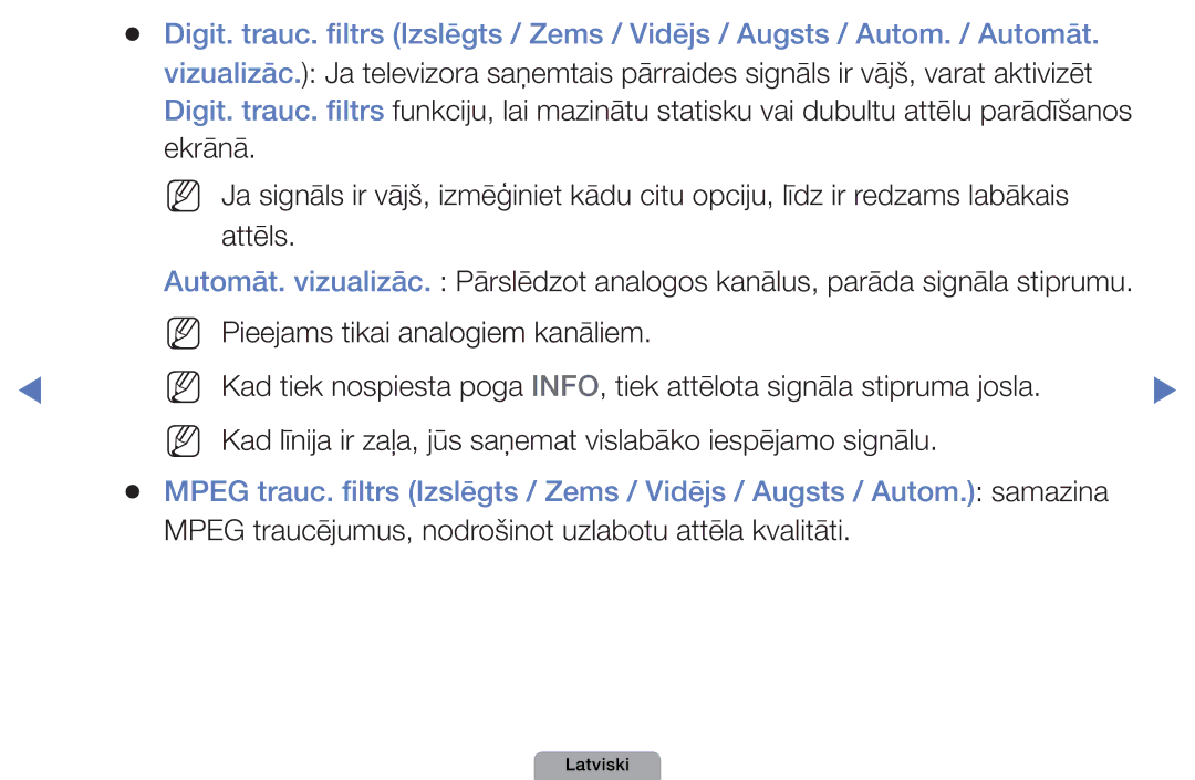 Samsung UE27D5000NWXBT, UE32D5000PWXBT, UE22D5010NWXBT manual Mpeg traucējumus, nodrošinot uzlabotu attēla kvalitāti 
